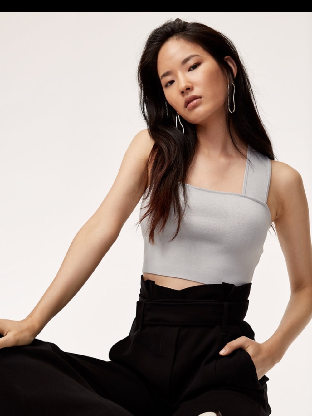 Babaton Sculpt Knit Criss Cross Cropped Tank Red